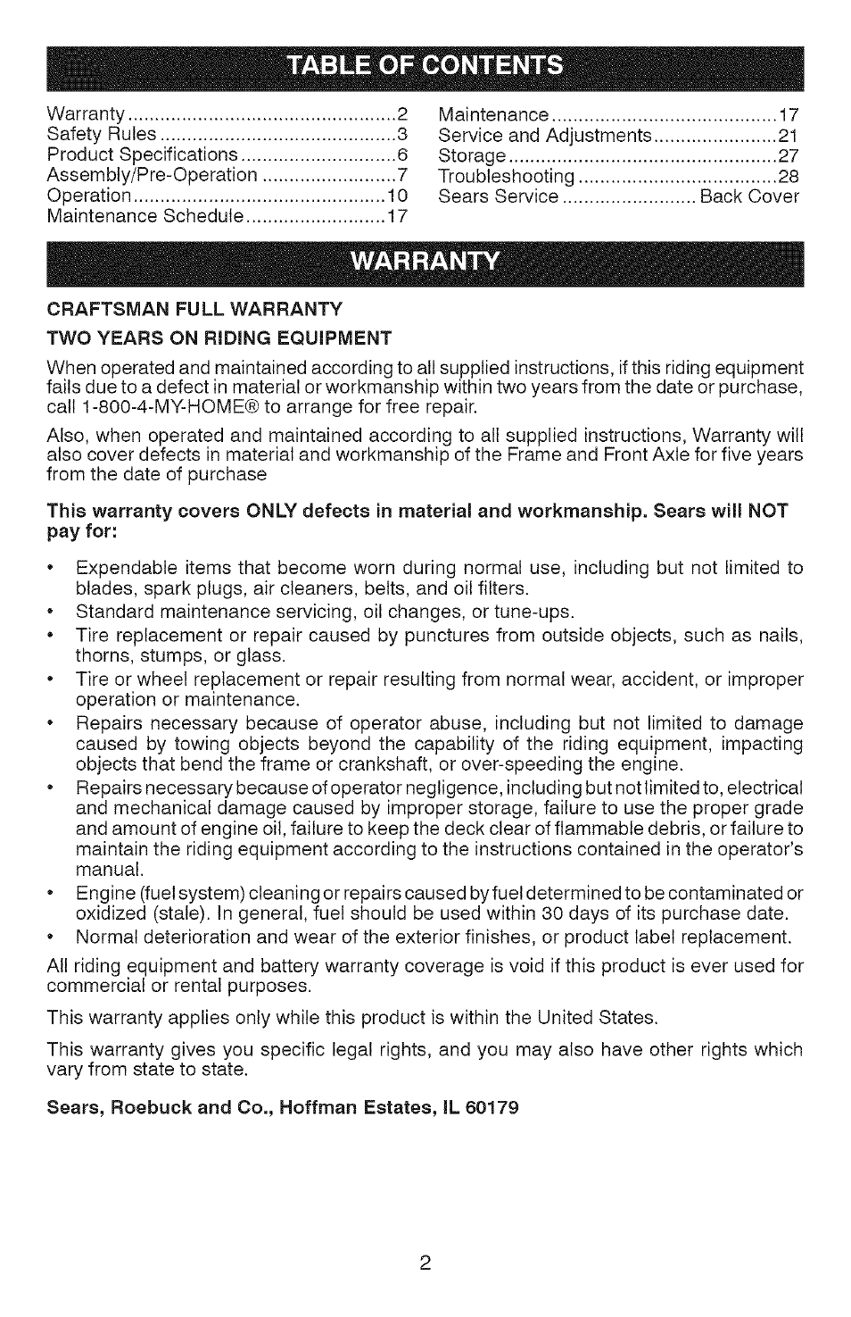 Craftsman 917.28907 User Manual | Page 2 / 64