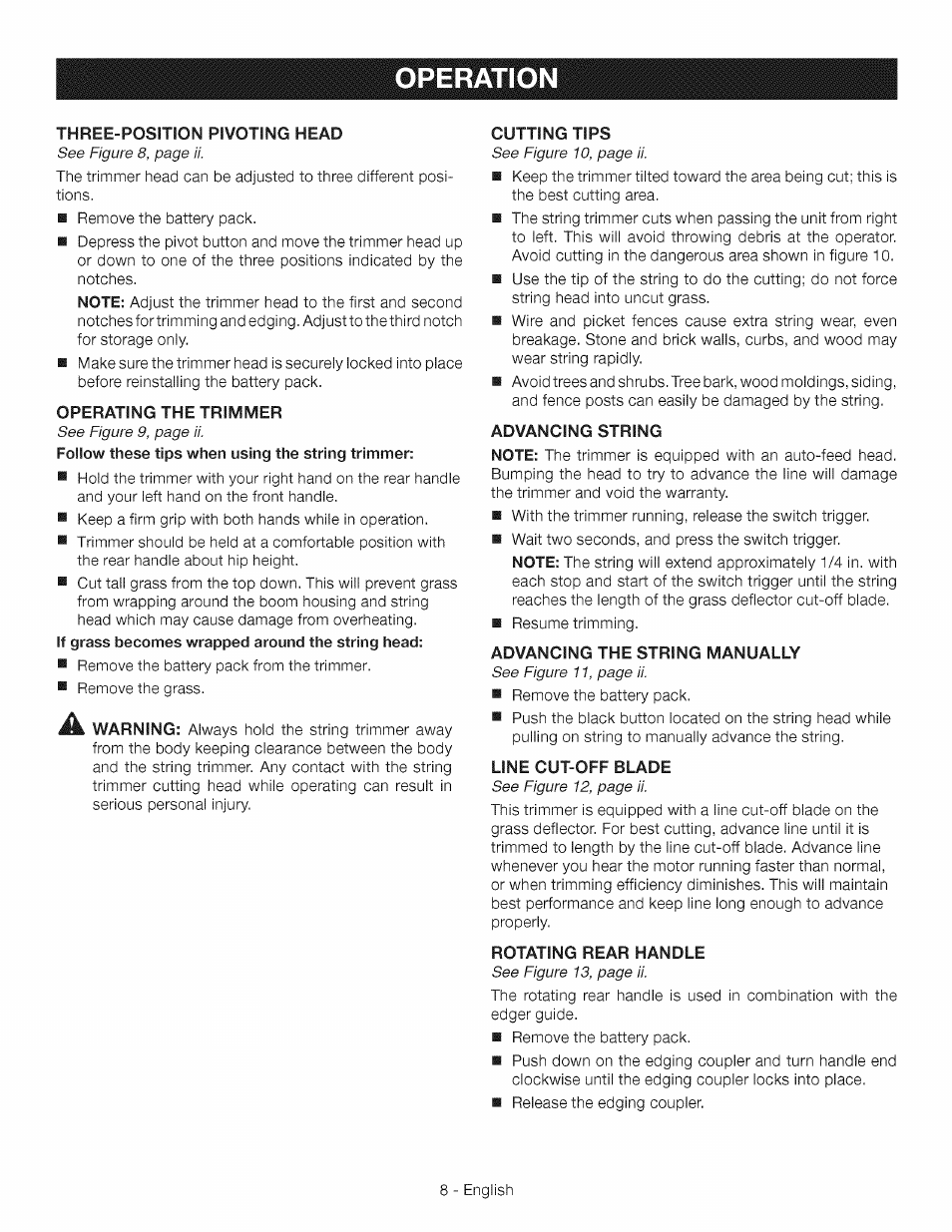 Operation, Operation -9 | Craftsman CR2000 User Manual | Page 8 / 24