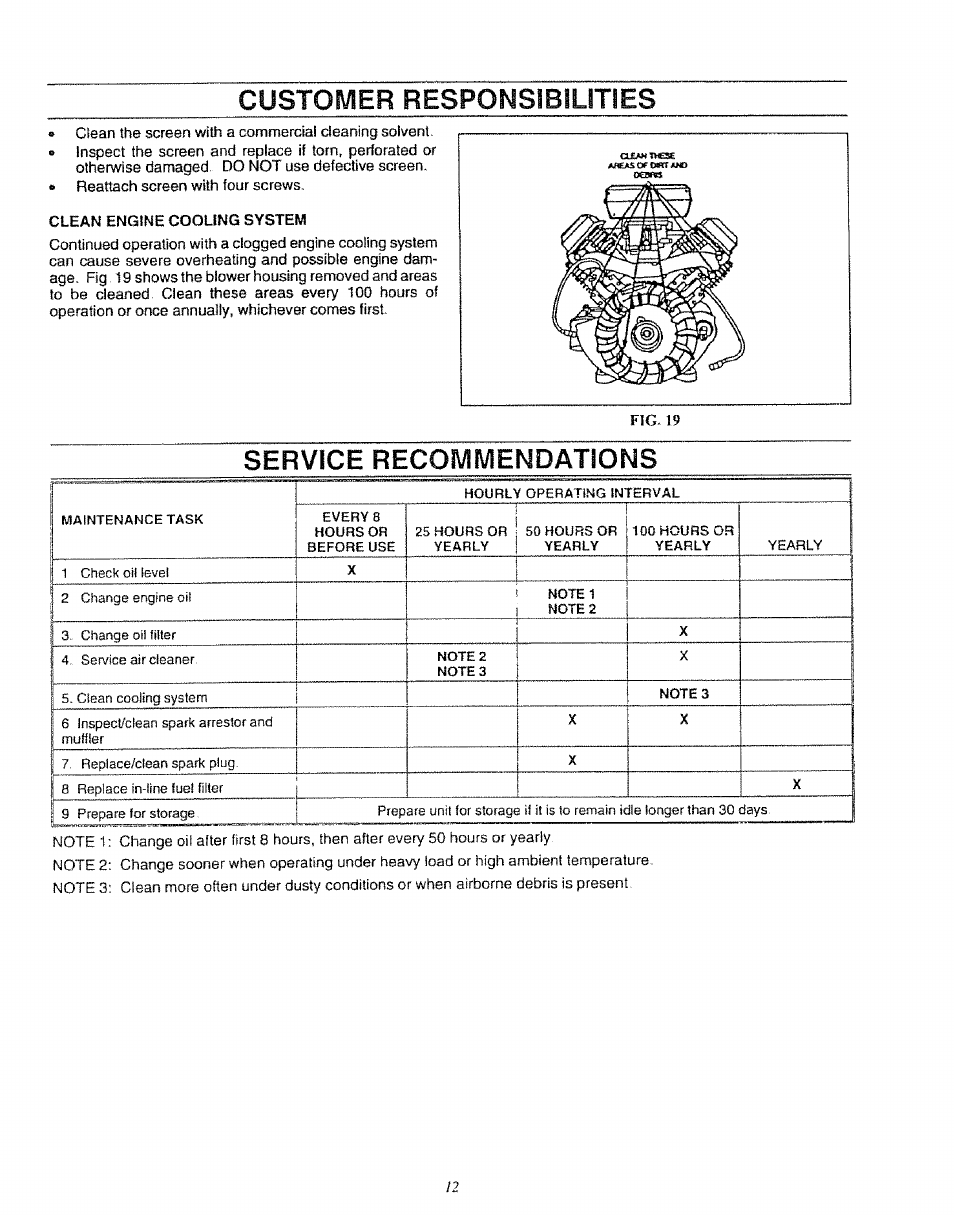 Service recommendations, Customer responsibilities | Craftsman 580.327071 User Manual | Page 14 / 28