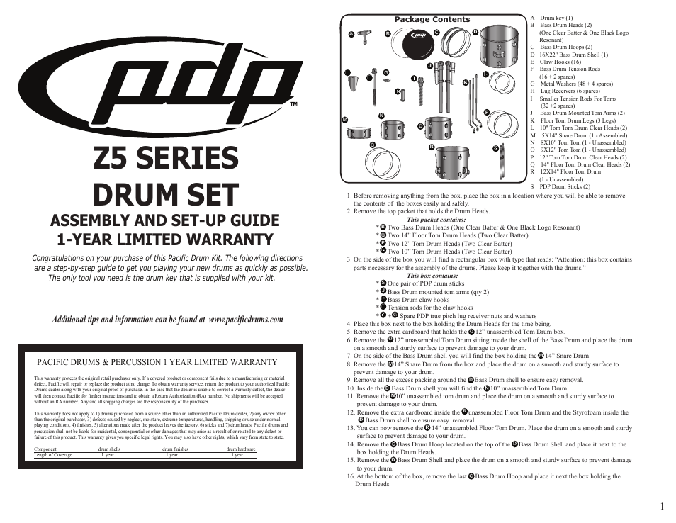 Pacific Drums & Percussion Z5 SERIES User Manual | 4 pages