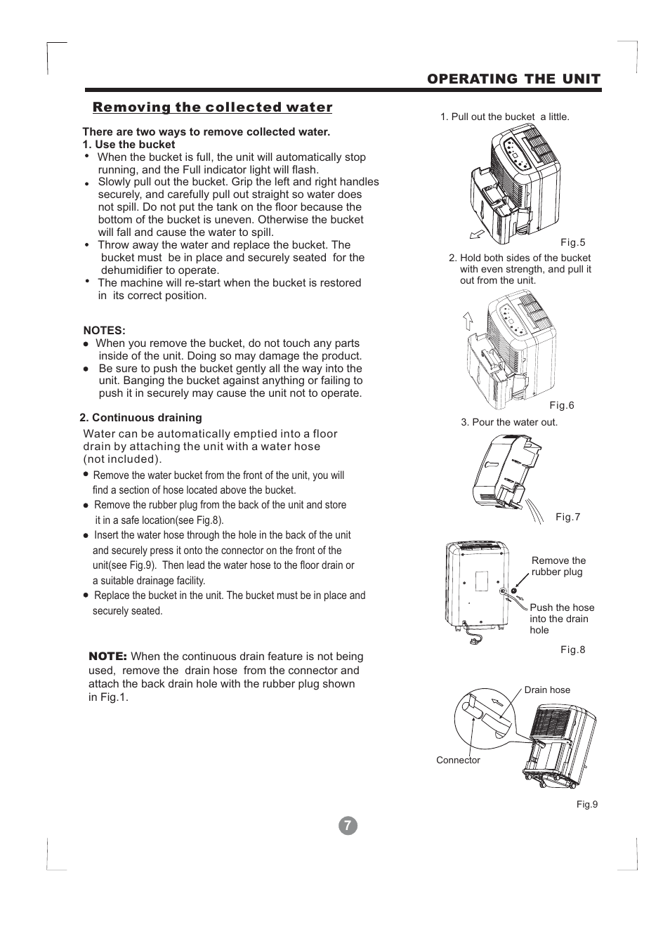 7operating the unit removing the collected water | Perfect Aire PA50 User Manual | Page 8 / 11