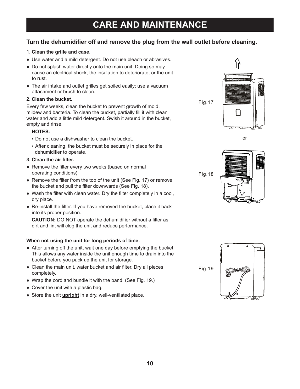 Care and maintenance | Perfect Aire PMP50 User Manual | Page 11 / 14