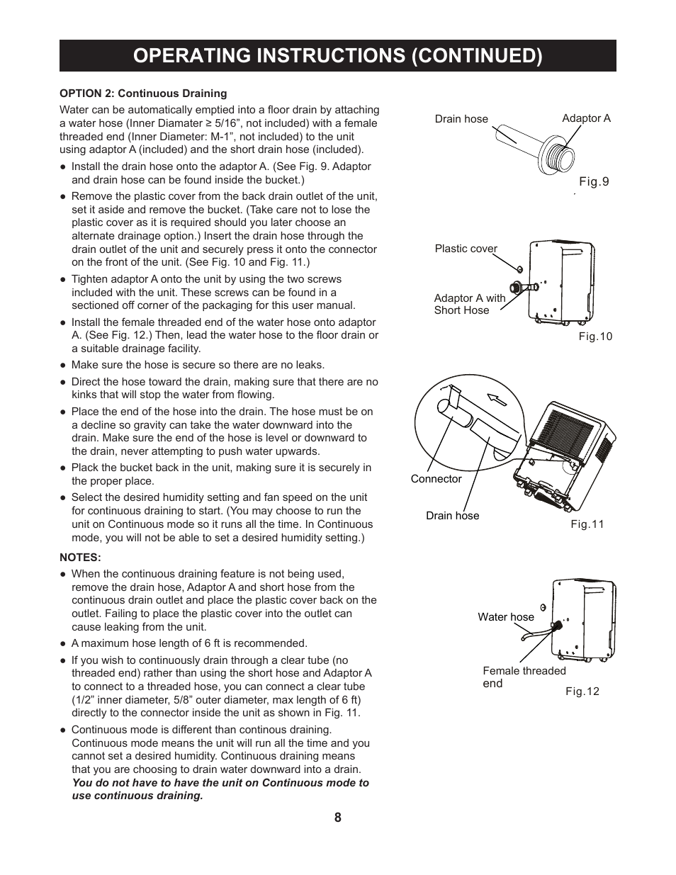 Operating instructions (continued) | Perfect Aire PMP50 User Manual | Page 9 / 14