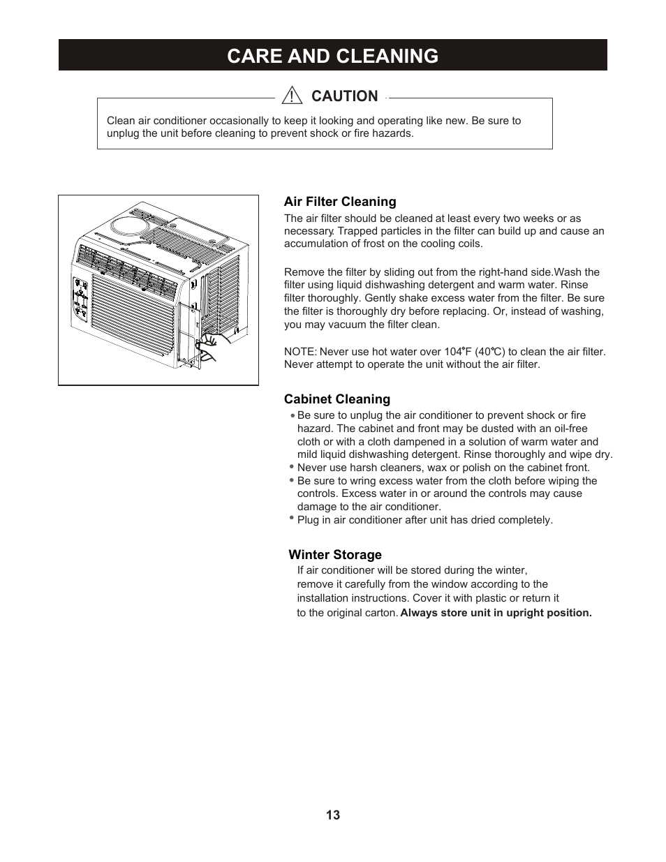 Care and cleaning, Caution | Perfect Aire PES5000 User Manual | Page 14 / 16