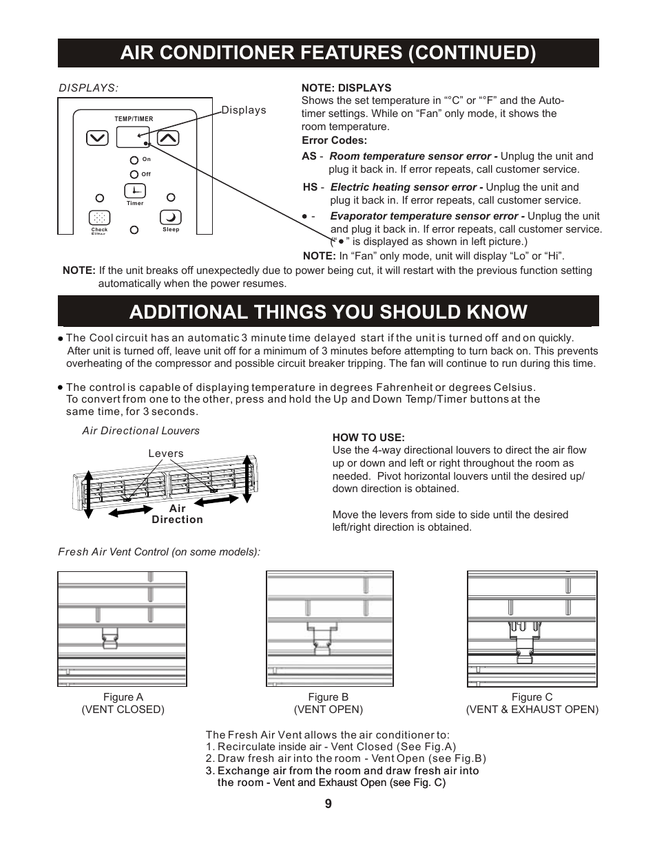 Air conditioner features (continued), Additional things you should know | Perfect Aire PNC12000 User Manual | Page 10 / 17