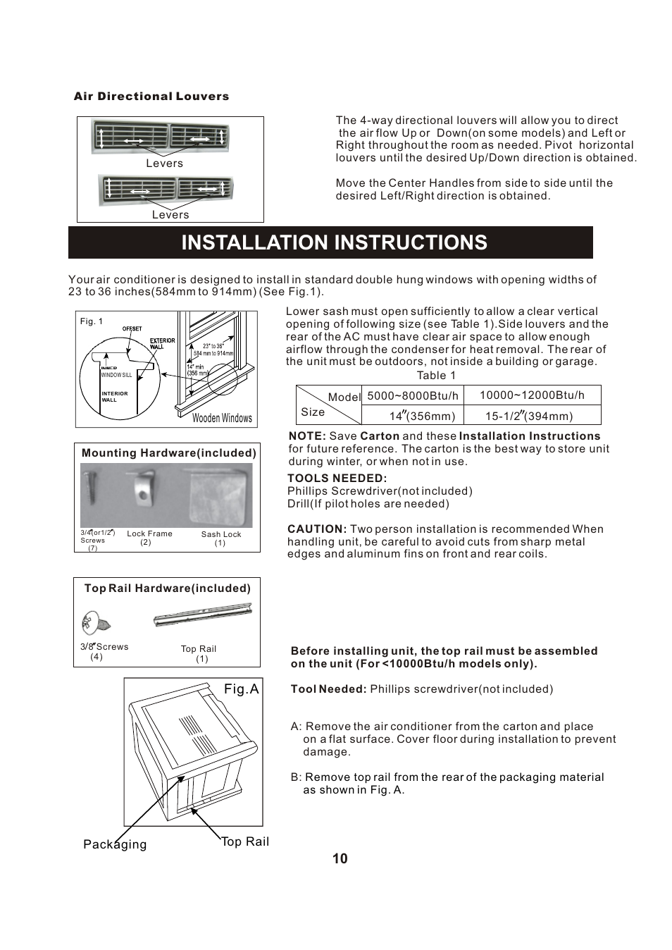 Т³гж 11, Installation instructions, Fig.a | Perfect Aire PAC8000 User Manual | Page 11 / 18