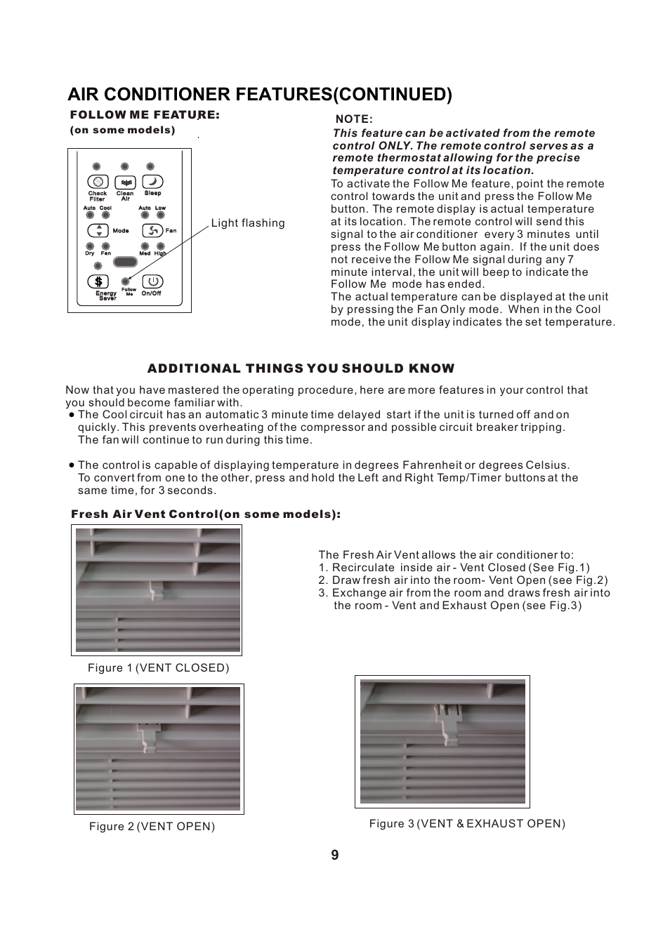 Т³гж 10, Air conditioner features(continued), Additional things you should know | Follow me feature, On some models) | Perfect Aire PAC10000 User Manual | Page 10 / 18