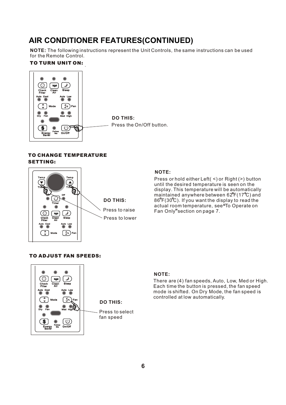 Т³гж 7, Air conditioner features(continued) | Perfect Aire PAC12000 User Manual | Page 7 / 18