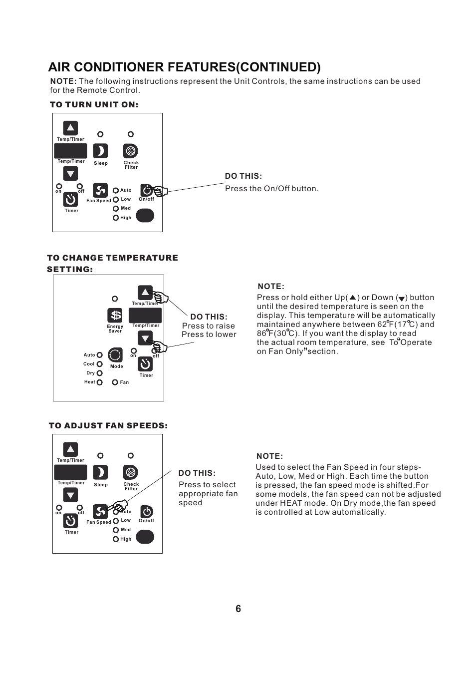 Air conditioner features(continued) | Perfect Aire PACSO12000 User Manual | Page 7 / 20