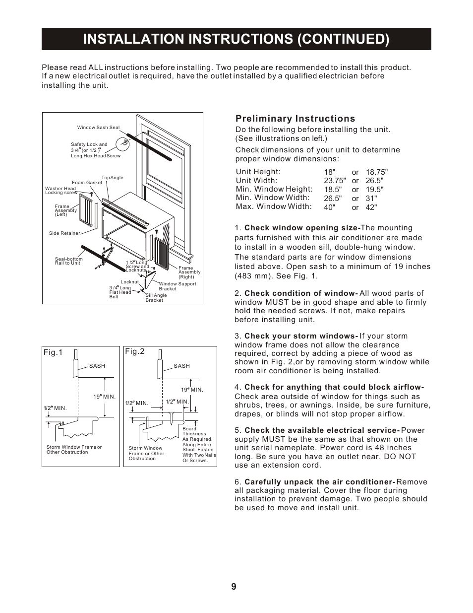 Installation instructions (continued), Preliminary instructions | Perfect Aire 2PAC25000 User Manual | Page 10 / 18