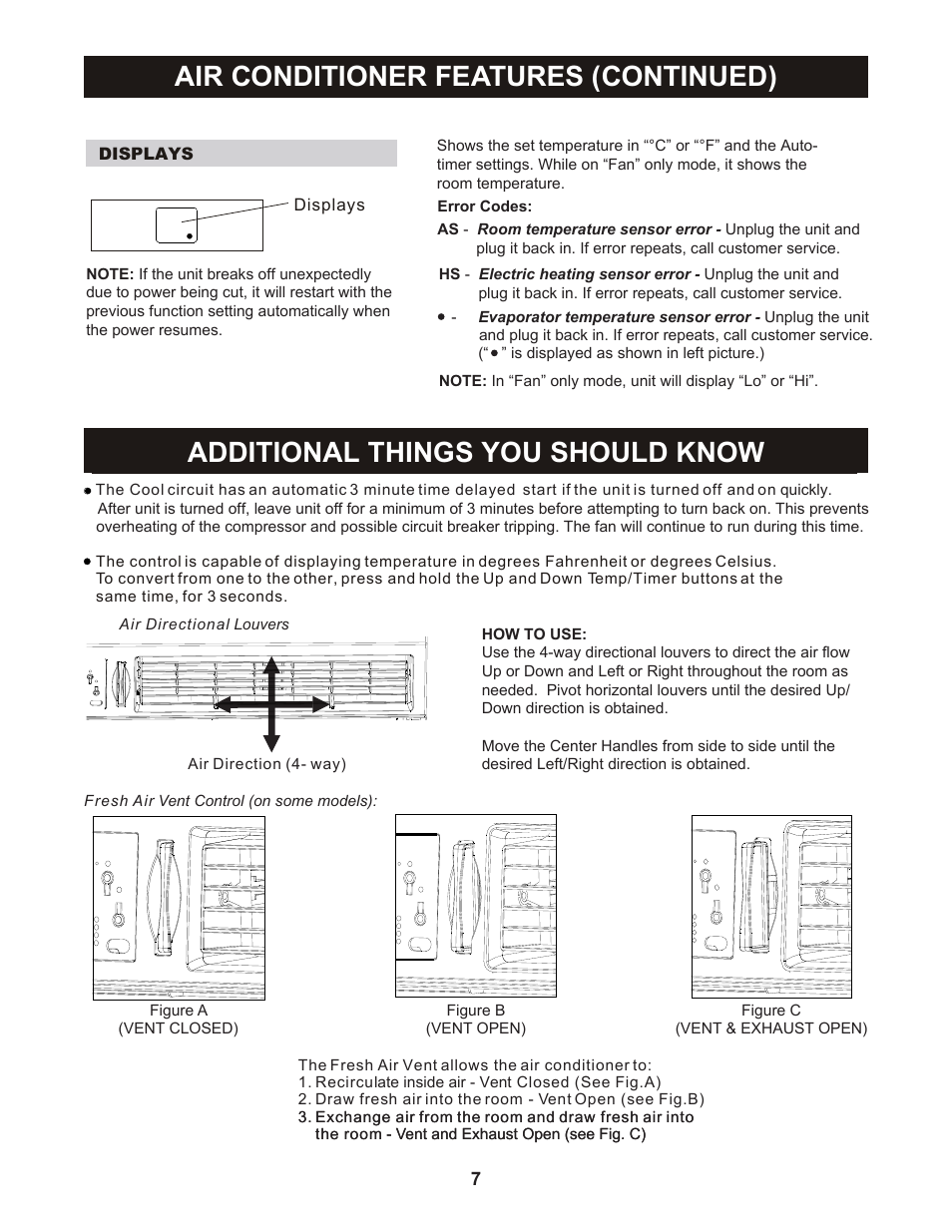 Air conditioner features (continued), Additional things you should know | Perfect Aire 2PAC25000 User Manual | Page 8 / 18