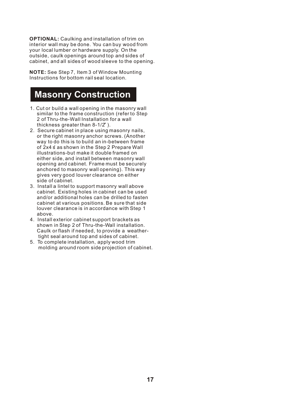 Т³гж 18, Masonry construction | Perfect Aire PAC18000 User Manual | Page 18 / 22