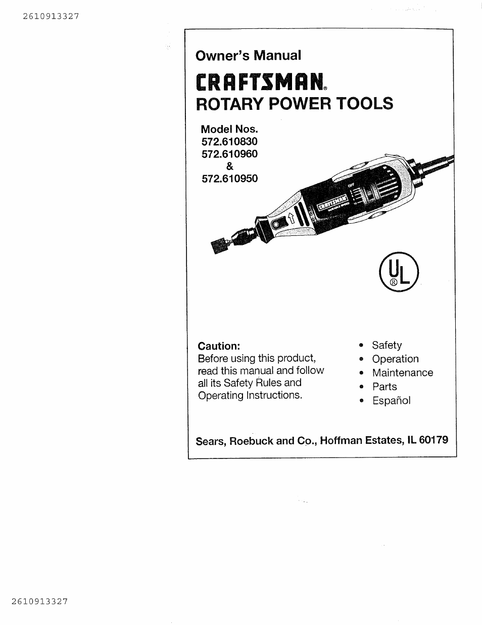 Craftsman 572.61095 User Manual | 59 pages