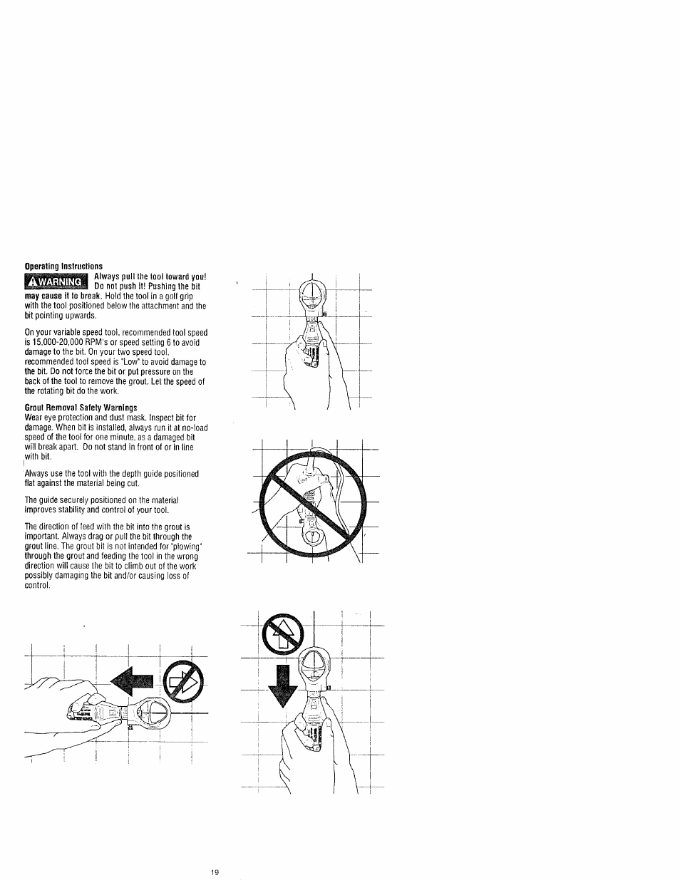 Operating instructions, Operating instructions.........' -15 | Craftsman 572.61095 User Manual | Page 19 / 59