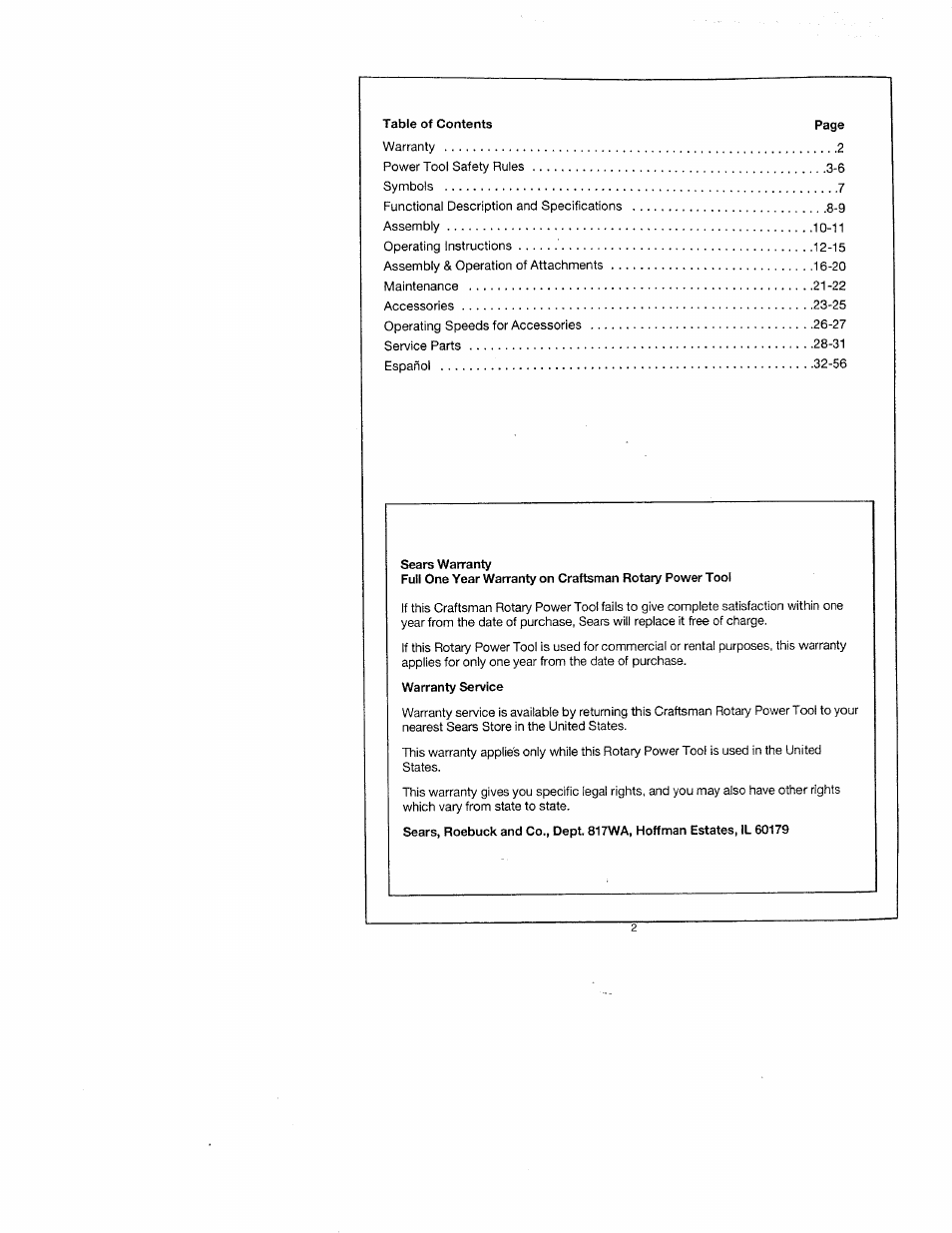 Craftsman 572.61095 User Manual | Page 2 / 59