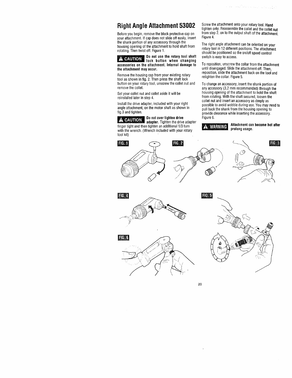 Attachment can become hot after prolong usage | Craftsman 572.61095 User Manual | Page 20 / 59