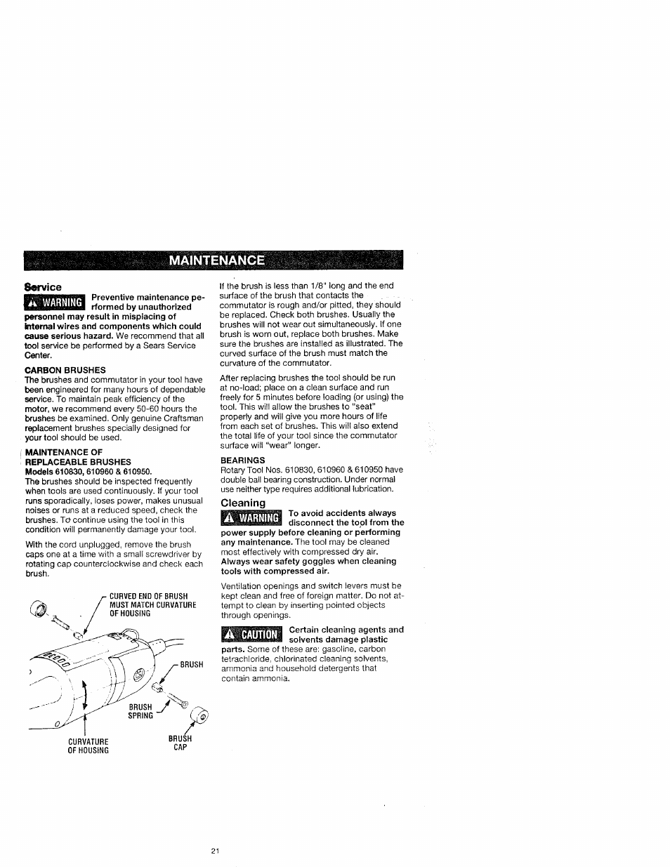 Maintenance, Maintenance -22 | Craftsman 572.61095 User Manual | Page 21 / 59