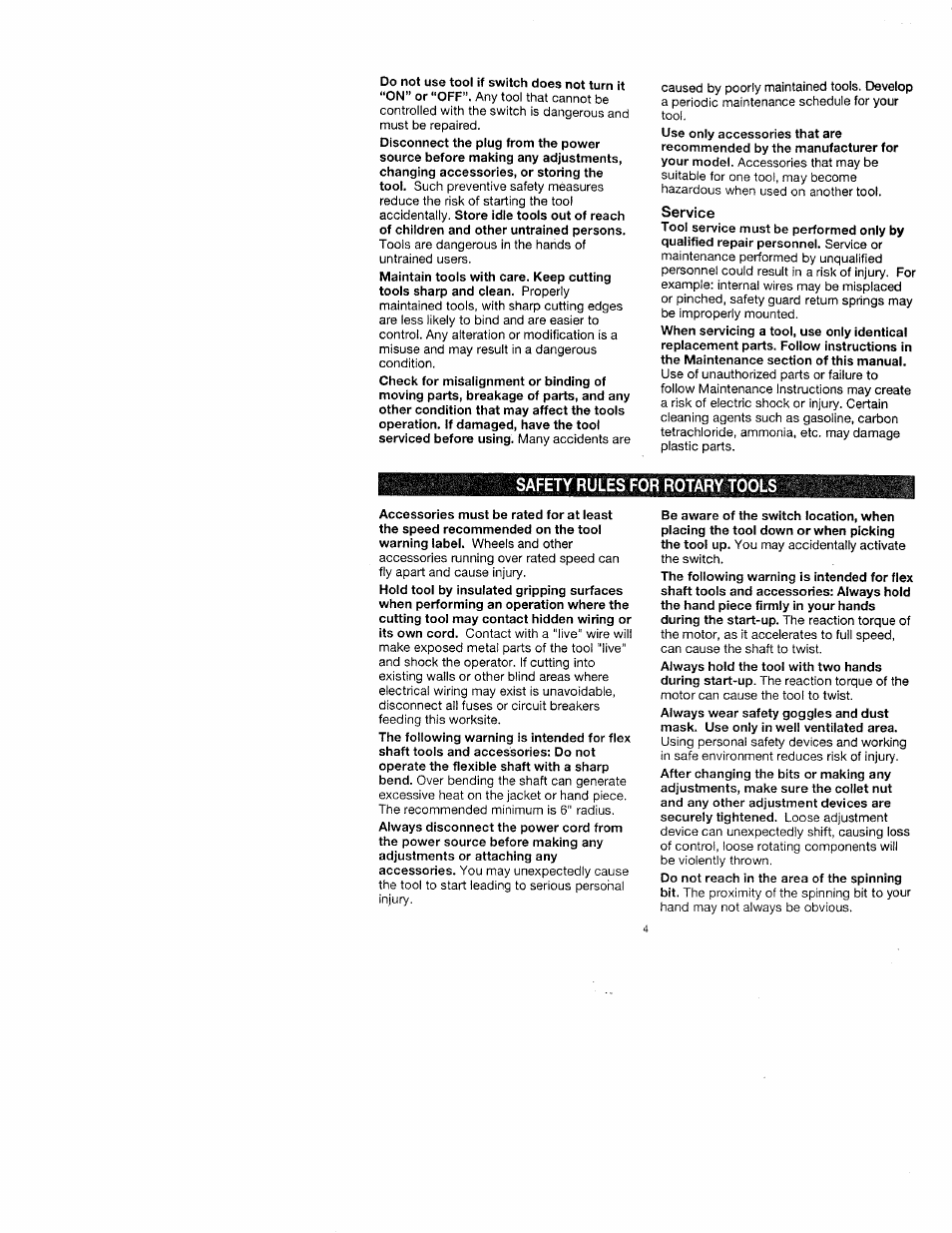 Safety rules for rotary tools | Craftsman 572.61095 User Manual | Page 4 / 59