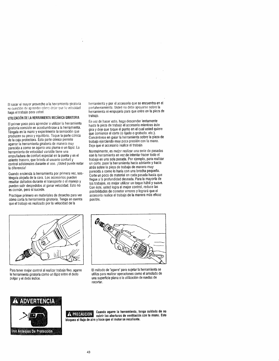 Instrucciones de utilización | Craftsman 572.61095 User Manual | Page 43 / 59