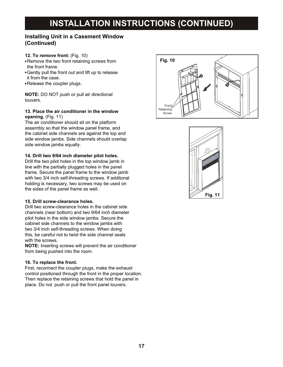Installation instructions (continued) | Perfect Aire PASC12000 User Manual | Page 18 / 21