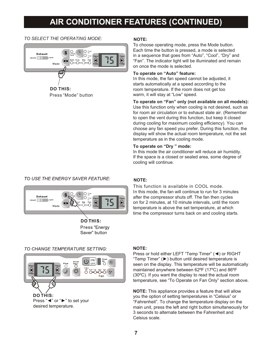 Air conditioner features (continued) | Perfect Aire PASC12000 User Manual | Page 8 / 21
