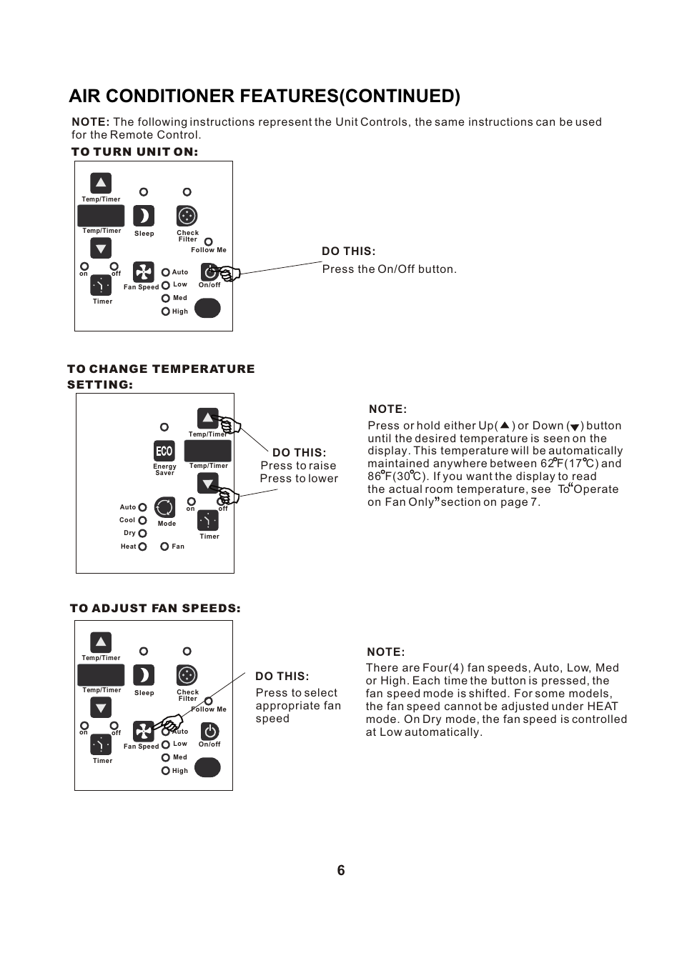 Т³гж 7, Air conditioner features(continued) | Perfect Aire PACH8000 User Manual | Page 7 / 20