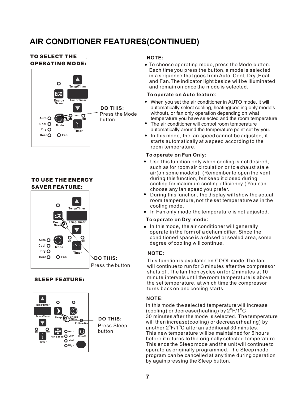 Т³гж 8, Air conditioner features(continued) | Perfect Aire PACH8000 User Manual | Page 8 / 20