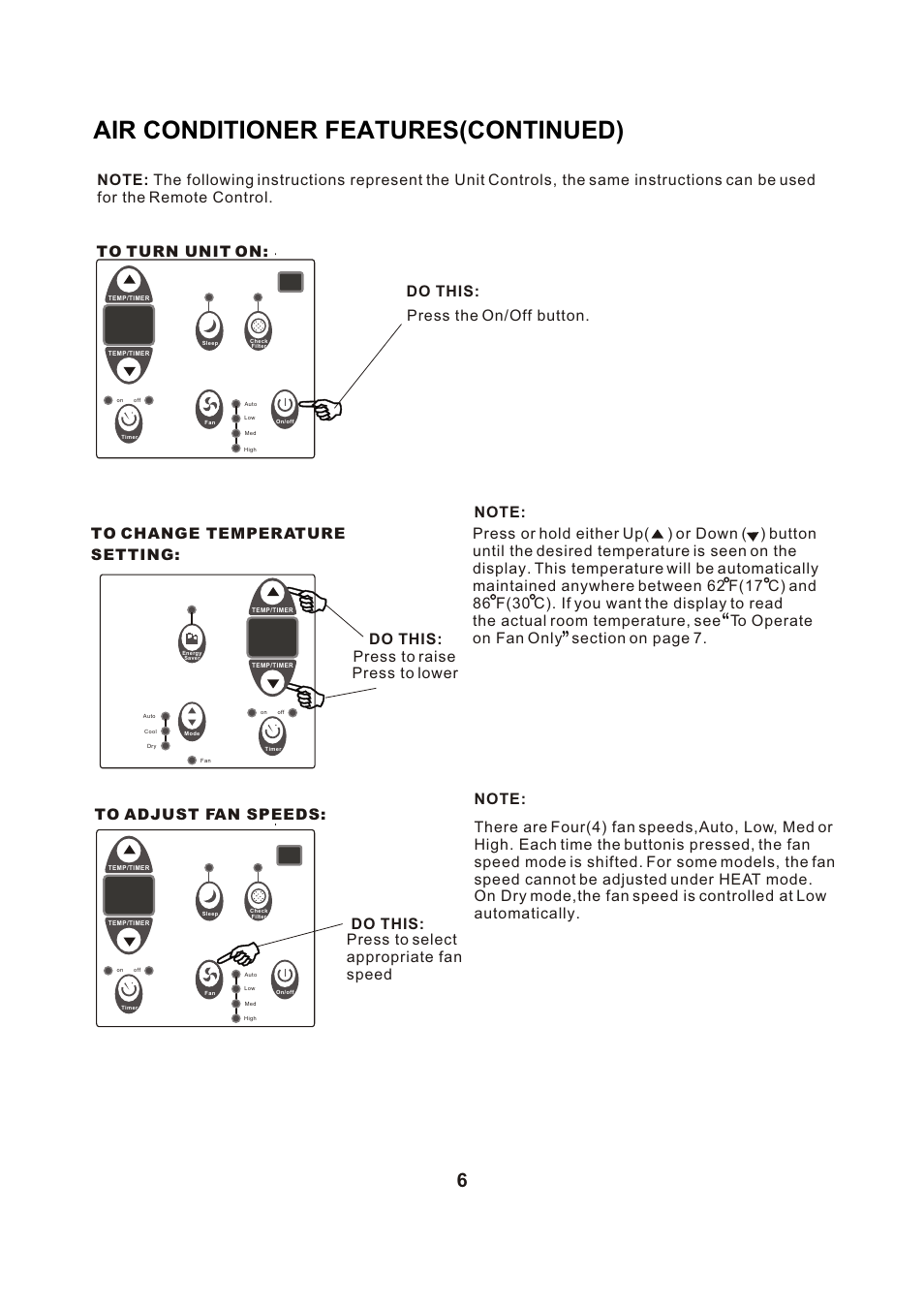 Т³гж 7, Air conditioner features(continued) | Perfect Aire PATW10000 User Manual | Page 7 / 27