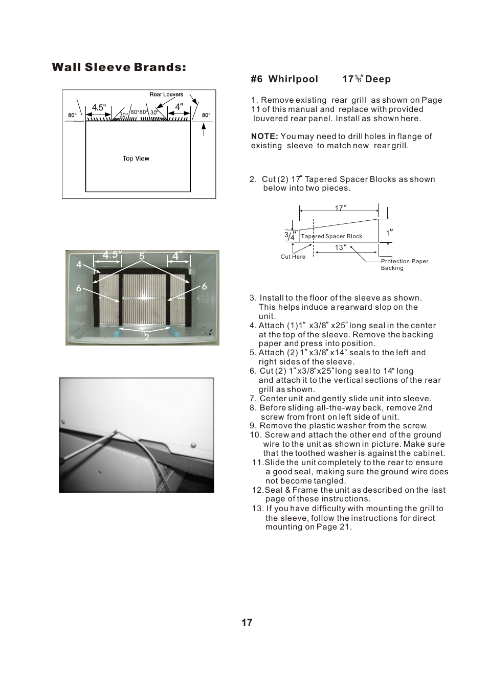 Т³гж 18, Wall sleeve brands | Perfect Aire PATWH12000 User Manual | Page 18 / 27