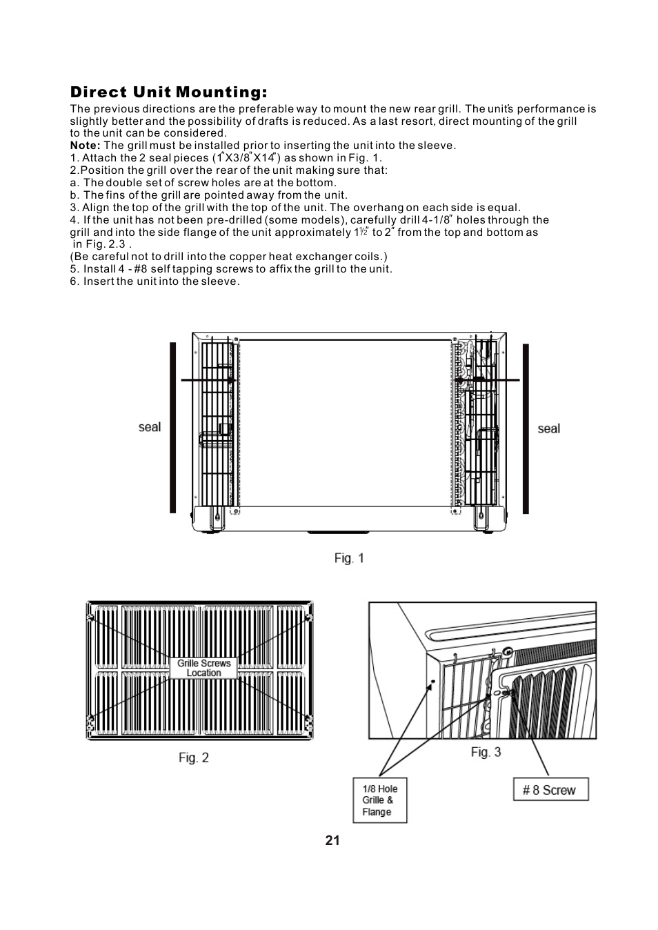 Т³гж 22, Direct unit mounting | Perfect Aire PATWH12000 User Manual | Page 22 / 27