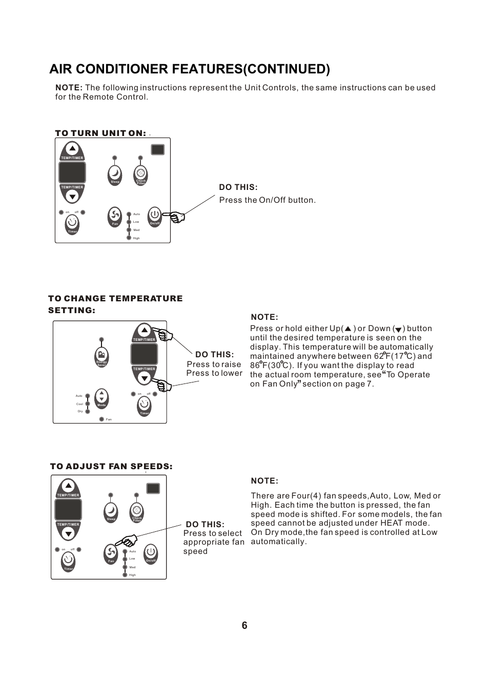 Т³гж 7, Air conditioner features(continued) | Perfect Aire PATWH12000 User Manual | Page 7 / 27