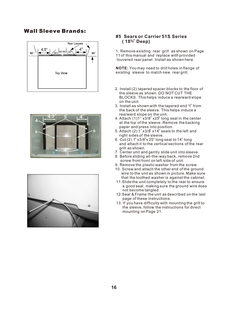 Т³гж 17, Wall sleeve brands | Perfect Aire PATW12002 User Manual | Page 17 / 27
