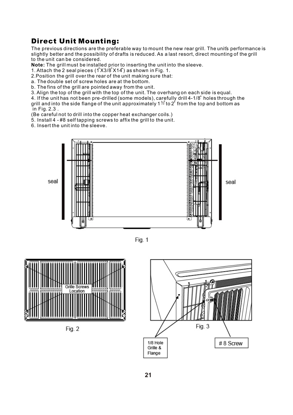 Т³гж 22, Direct unit mounting | Perfect Aire PATW12002 User Manual | Page 22 / 27