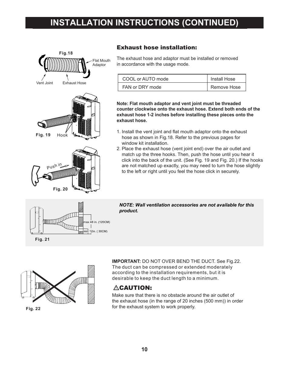 Installation instructions (continued), Caution | Perfect Aire 10000PPAC User Manual | Page 11 / 15