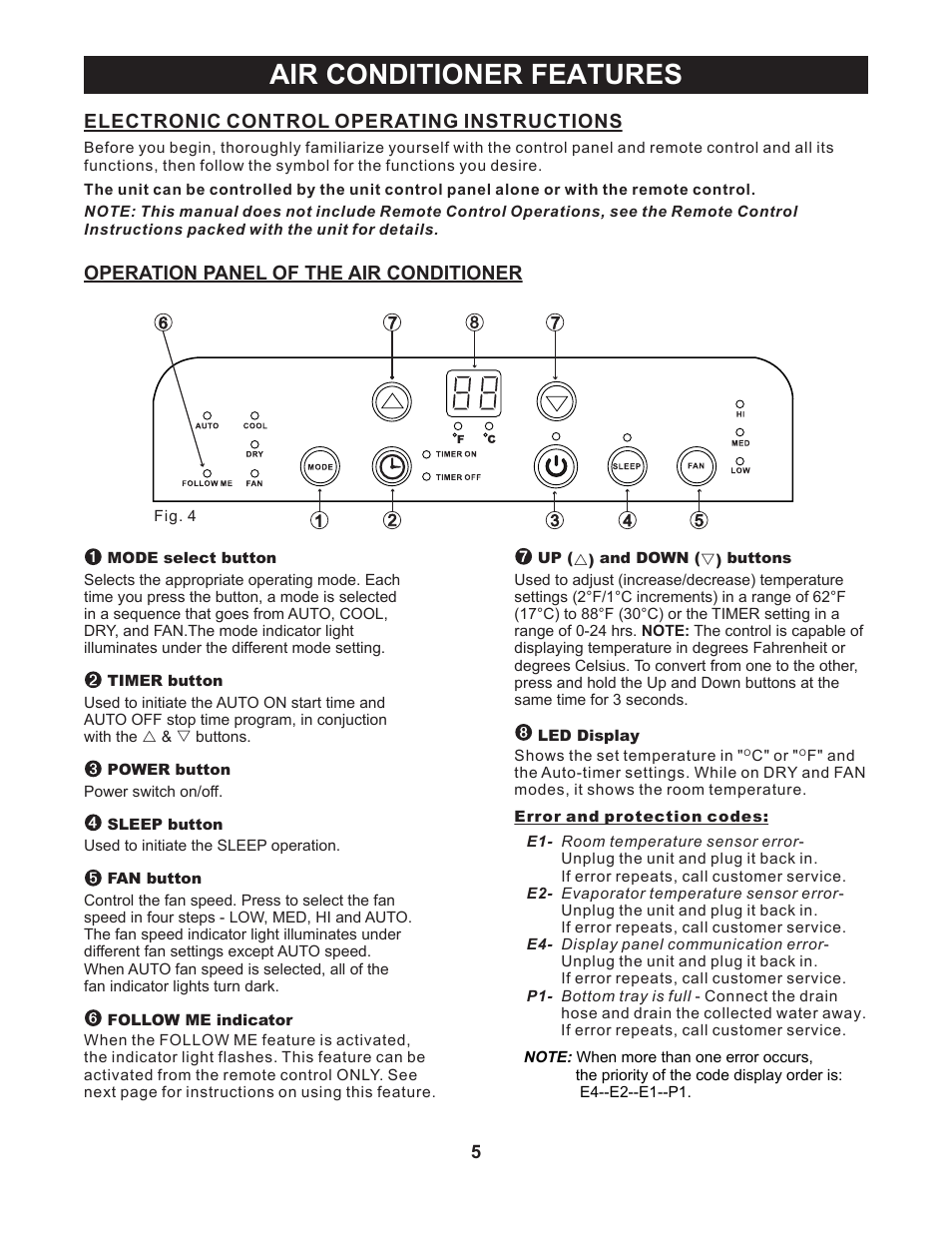 Air conditioner features | Perfect Aire 10000PPAC User Manual | Page 6 / 15