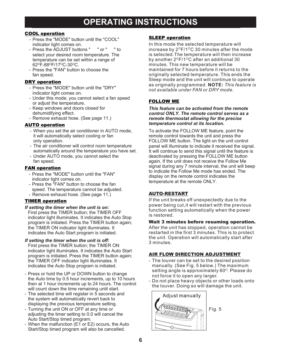 Operating instructions | Perfect Aire 10000PPAC User Manual | Page 7 / 15