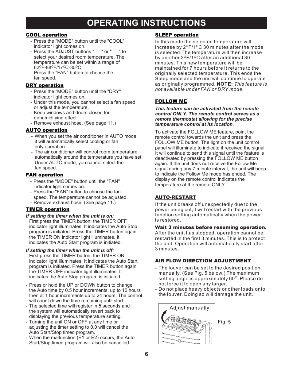 Operating instructions | Perfect Aire 12000PPAC User Manual | Page 7 / 15