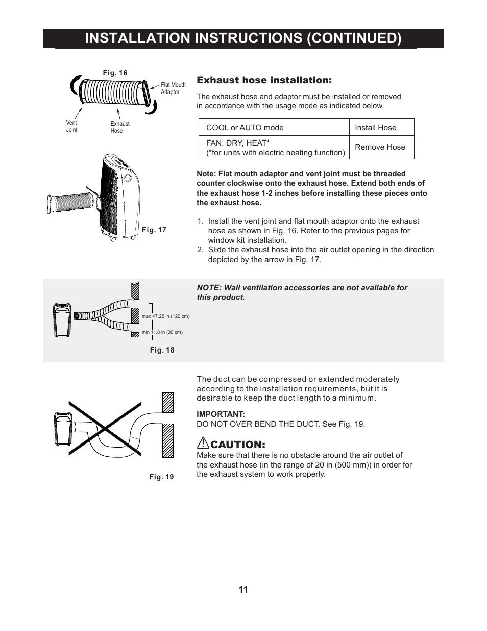 Installation instructions (continued), Caution | Perfect Aire PATCH10000 User Manual | Page 12 / 16