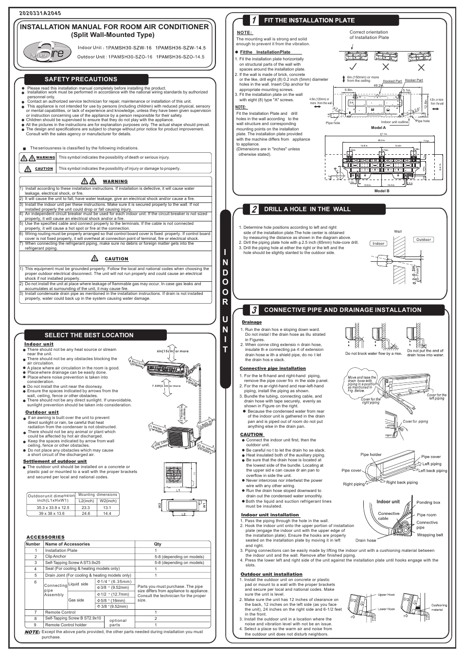 Perfect Aire 1PAMSH36-14.5 Installation Manual User Manual | 2 pages