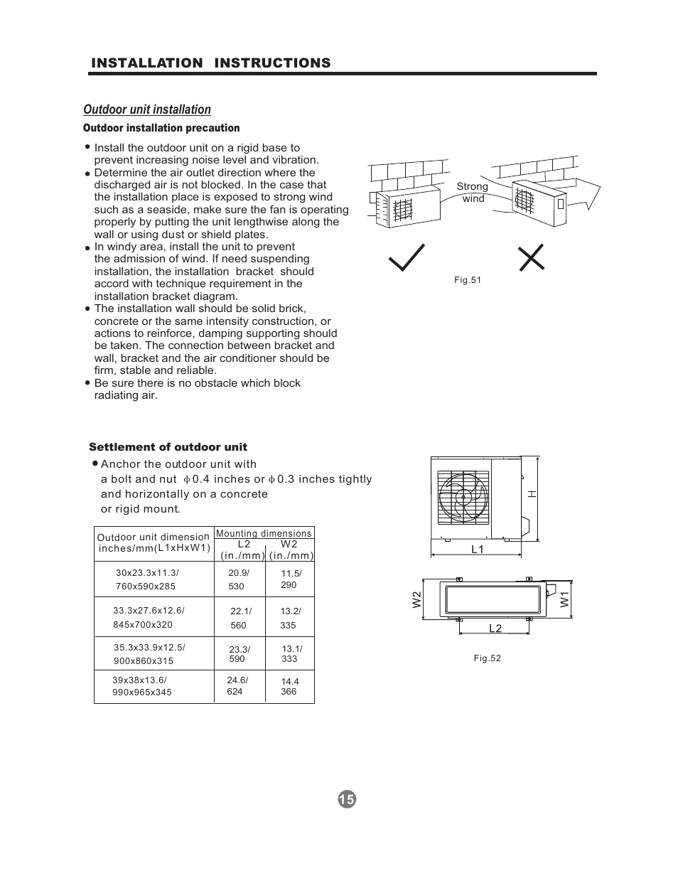 Outdoor unit installation, Installation instructions | Perfect Aire 1PAMSH36-MZO4-16 Installation Manual User Manual | Page 16 / 24