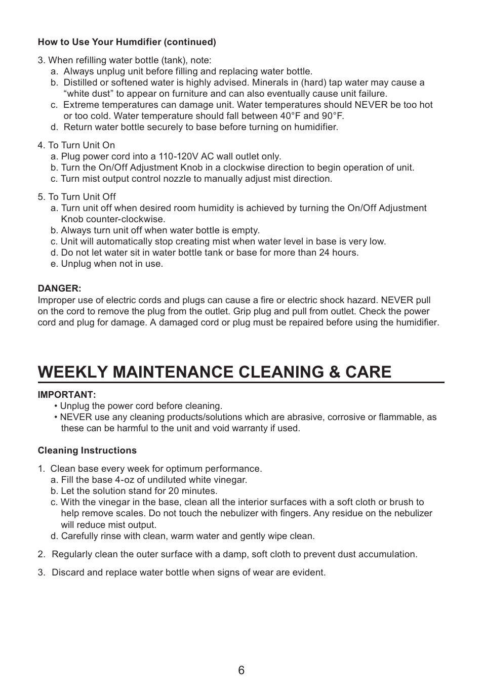 Weekly maintenance cleaning & care | Perfect Aire PAU1 User Manual | Page 7 / 10