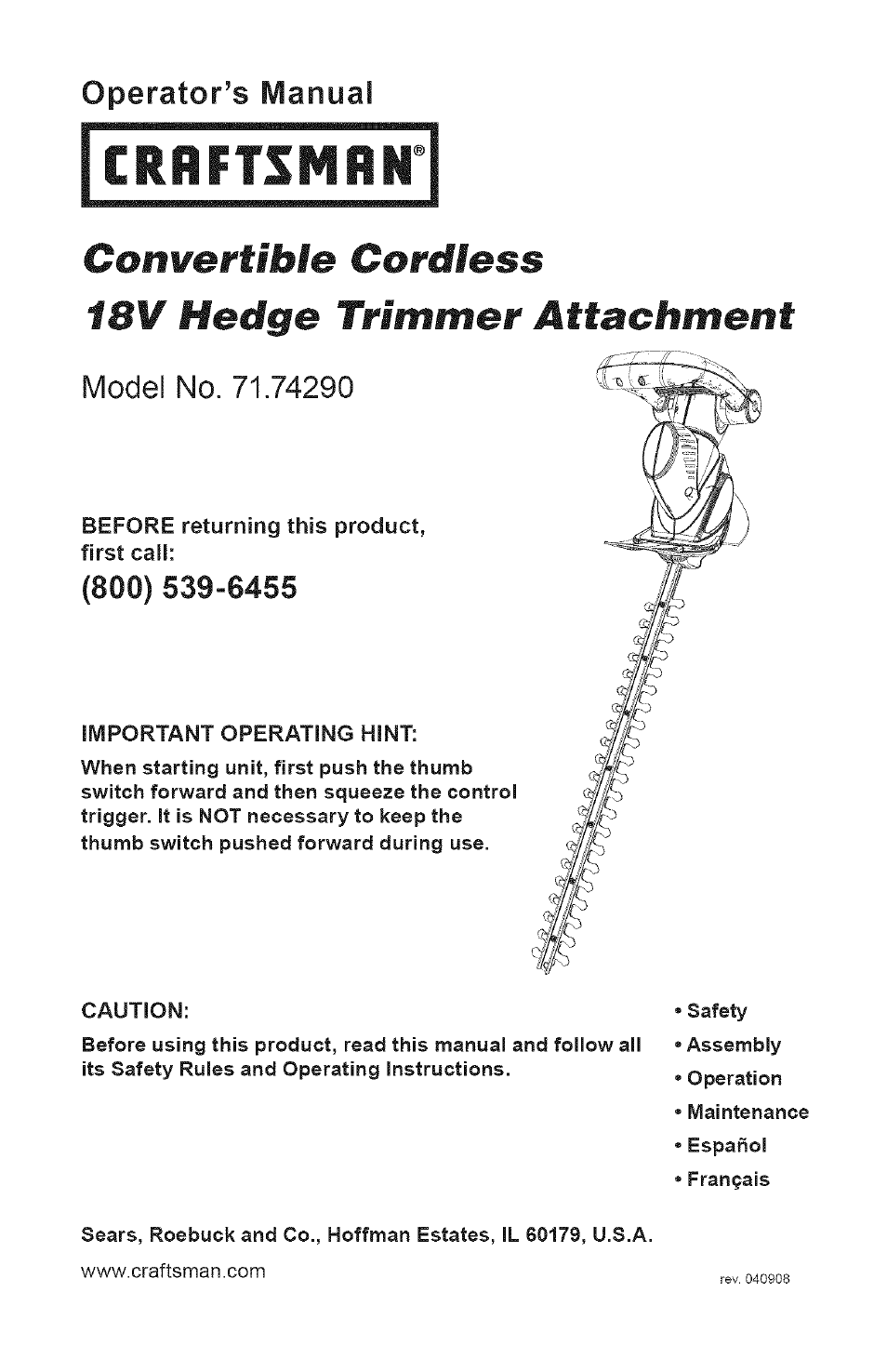 Craftsman 71.74290 User Manual | 28 pages