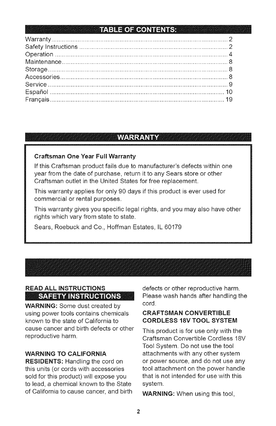 Craftsman 71.74290 User Manual | Page 2 / 28