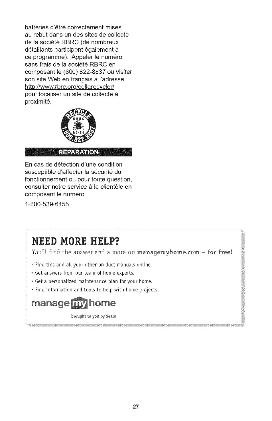 Need more help, Manage home | Craftsman 71.74290 User Manual | Page 27 / 28