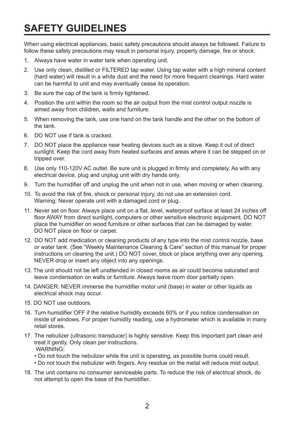 Safety guidelines | Perfect Aire PAU13 User Manual | Page 3 / 10