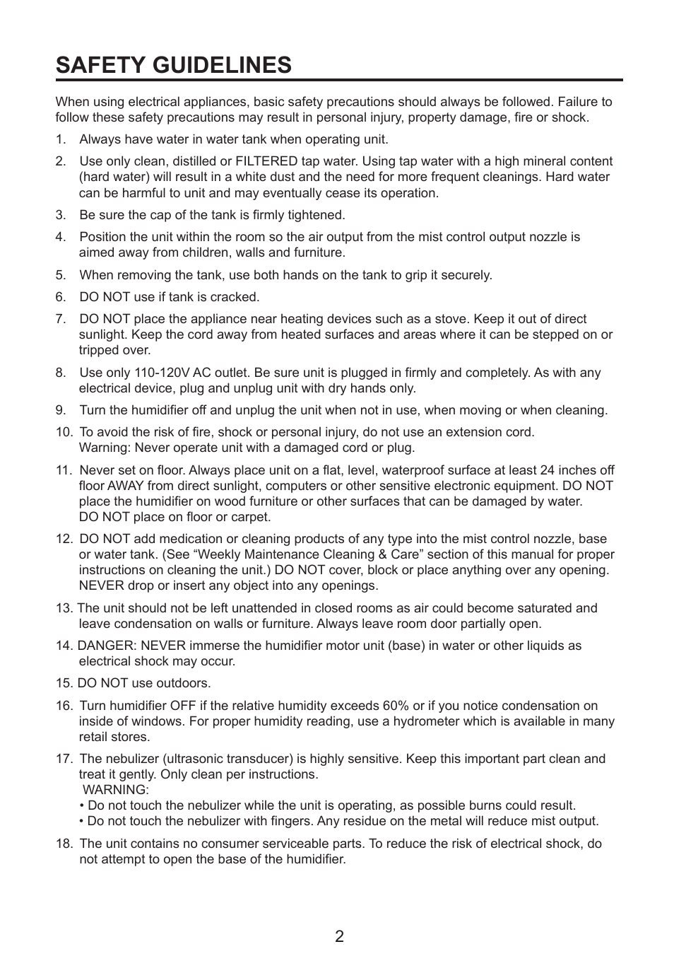 Safety guidelines | Perfect Aire PAU16 User Manual | Page 3 / 10