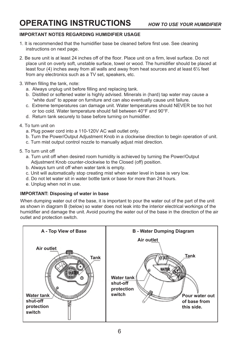 Operating instructions | Perfect Aire PAU16 User Manual | Page 7 / 10