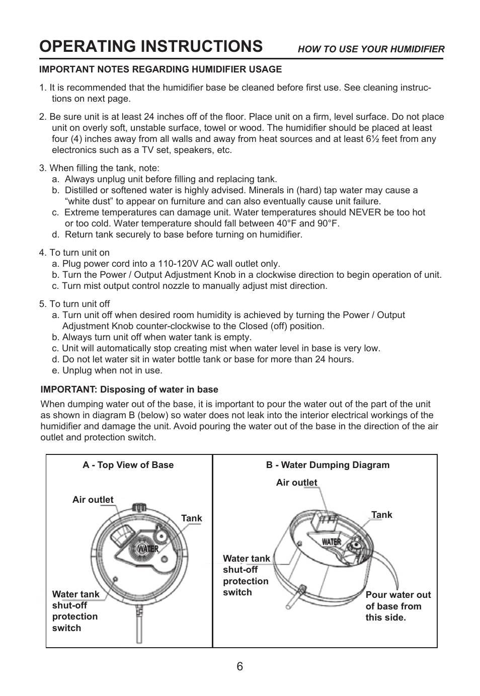 Operating instructions | Perfect Aire PAU22 User Manual | Page 7 / 10