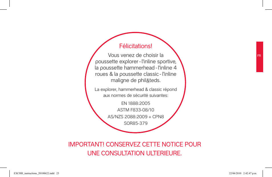 Félicitations | phil&teds hammerhead User Manual | Page 23 / 60