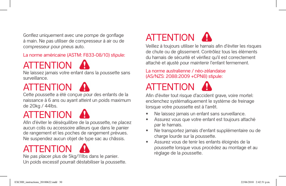 Attention | phil&teds hammerhead User Manual | Page 30 / 60